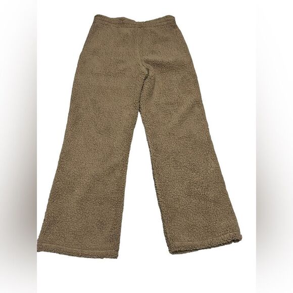 NWT SKIMS desert tan teddy fuzzy high rise straight leg track pants medium - Picture 4 of 8